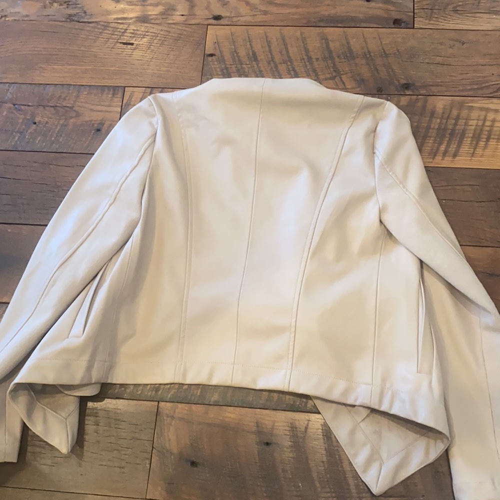 Cream Leather Jacket - Picture 3 of 7